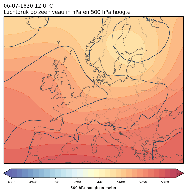 Weerkaart van 6 juli 1820 om 12 UTC