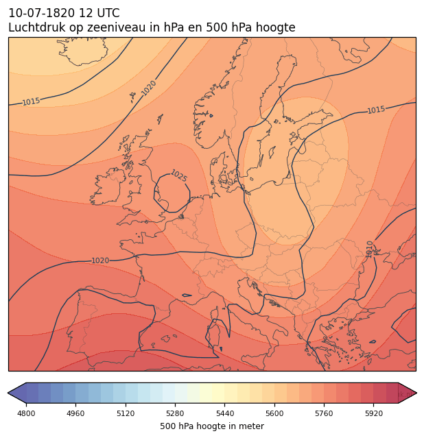 Weerkaart van 10 juli 1820 om 12 UTC
