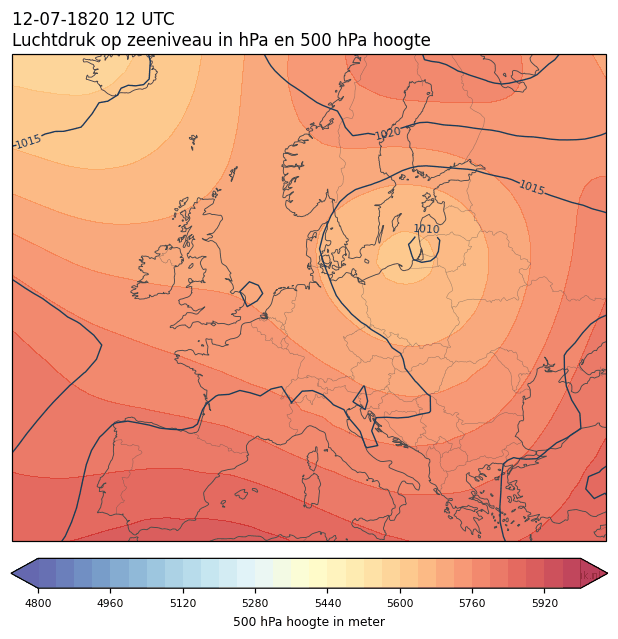 Weerkaart van 12 juli 1820 om 12 UTC