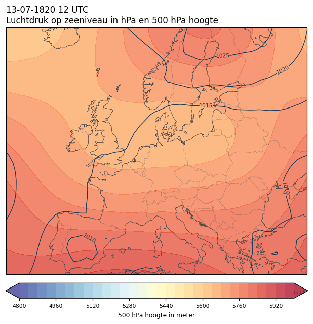 Weerkaart van 13 juli 1820 om 12 UTC