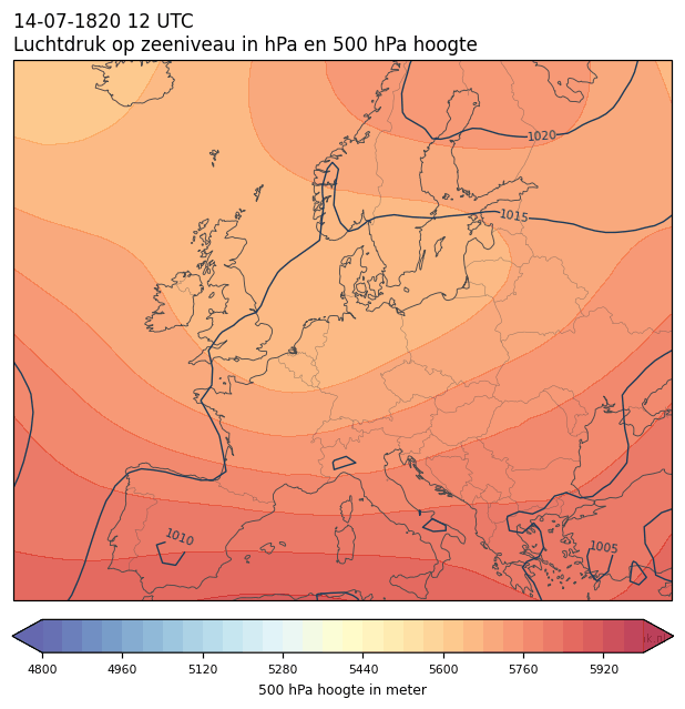 Weerkaart van 14 juli 1820 om 12 UTC