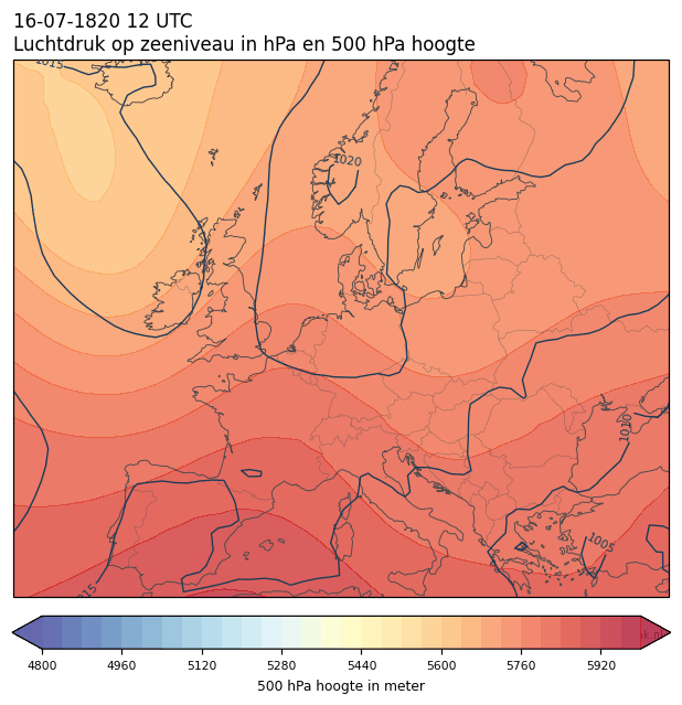 Weerkaart van 16 juli 1820 om 12 UTC