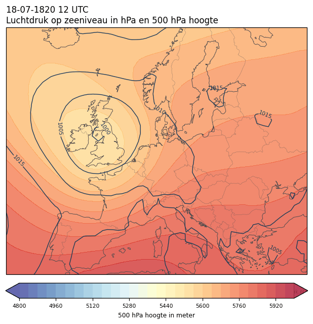 Weerkaart van 18 juli 1820 om 12 UTC