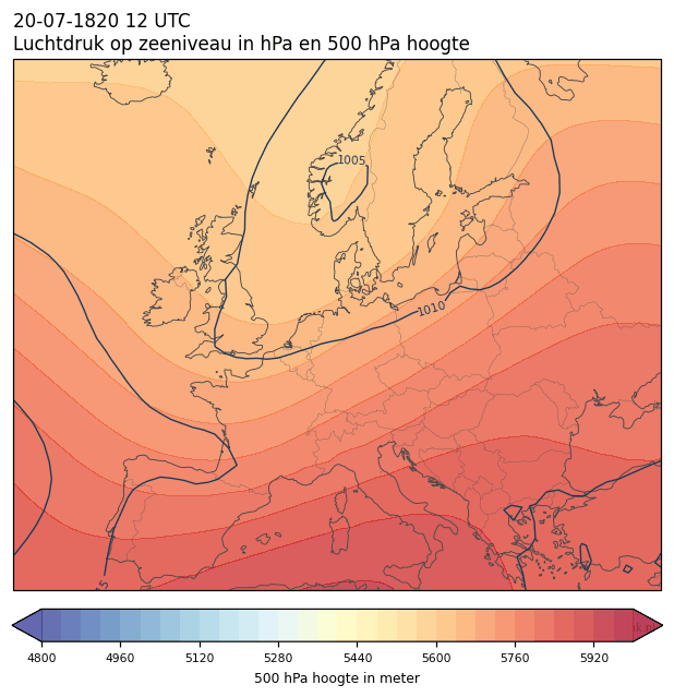 Weerkaart van 20 juli 1820 om 12 UTC