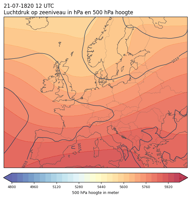 Weerkaart van 21 juli 1820 om 12 UTC