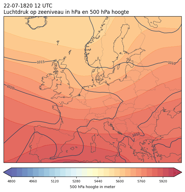 Weerkaart van 22 juli 1820 om 12 UTC