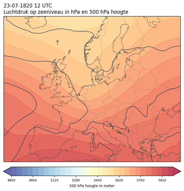 Weerkaart van 23 juli 1820 om 12 UTC