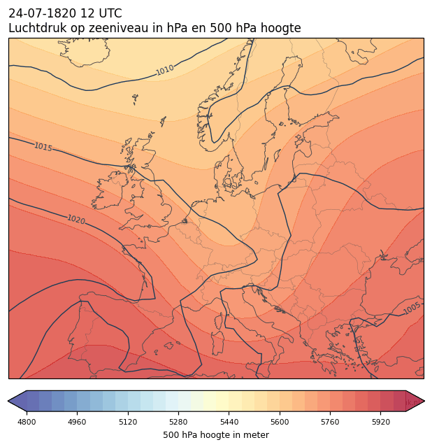 Weerkaart van 24 juli 1820 om 12 UTC