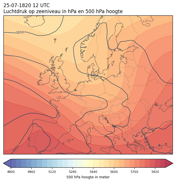Weerkaart van 25 juli 1820 om 12 UTC