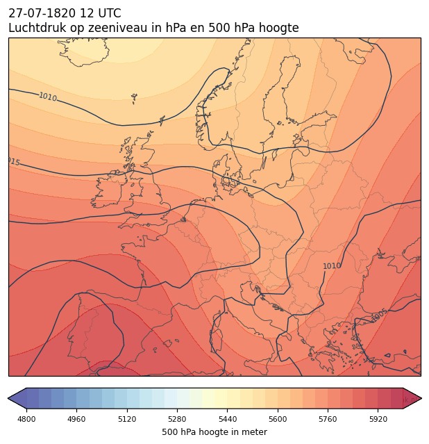 Weerkaart van 27 juli 1820 om 12 UTC