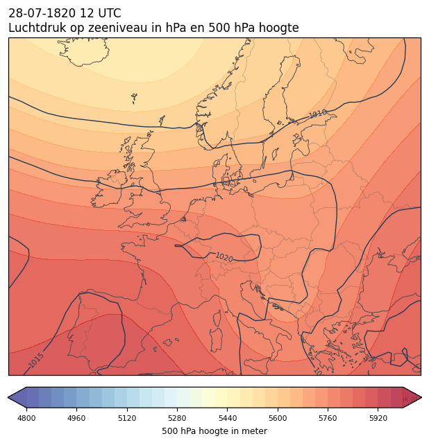 Weerkaart van 28 juli 1820 om 12 UTC