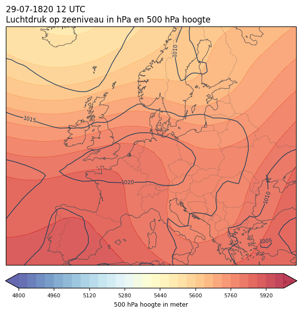 Weerkaart van 29 juli 1820 om 12 UTC