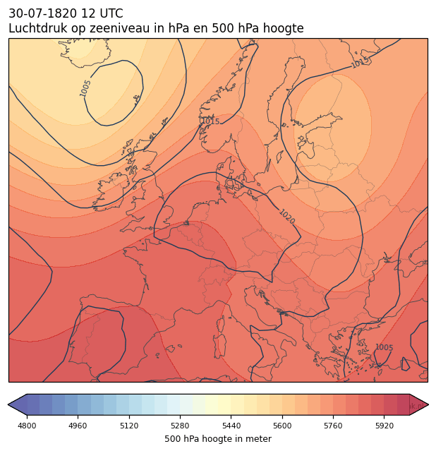 Weerkaart van 30 juli 1820 om 12 UTC