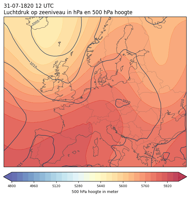Weerkaart van 31 juli 1820 om 12 UTC
