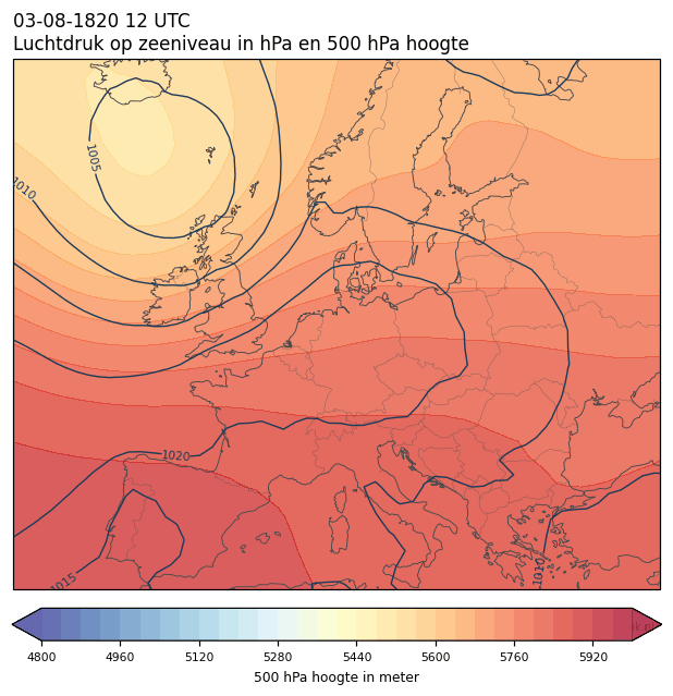 Weerkaart van 3 augustus 1820 om 12 UTC