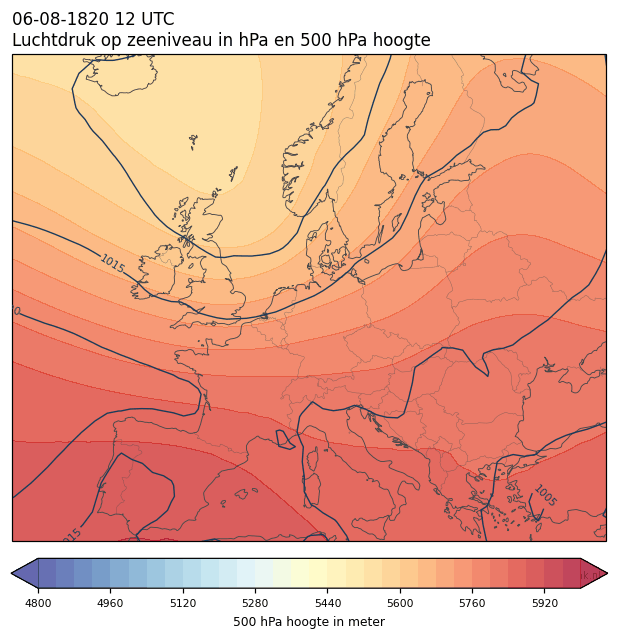 Weerkaart van 6 augustus 1820 om 12 UTC
