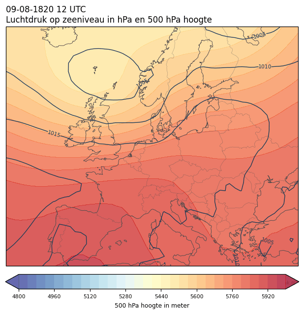 Weerkaart van 9 augustus 1820 om 12 UTC