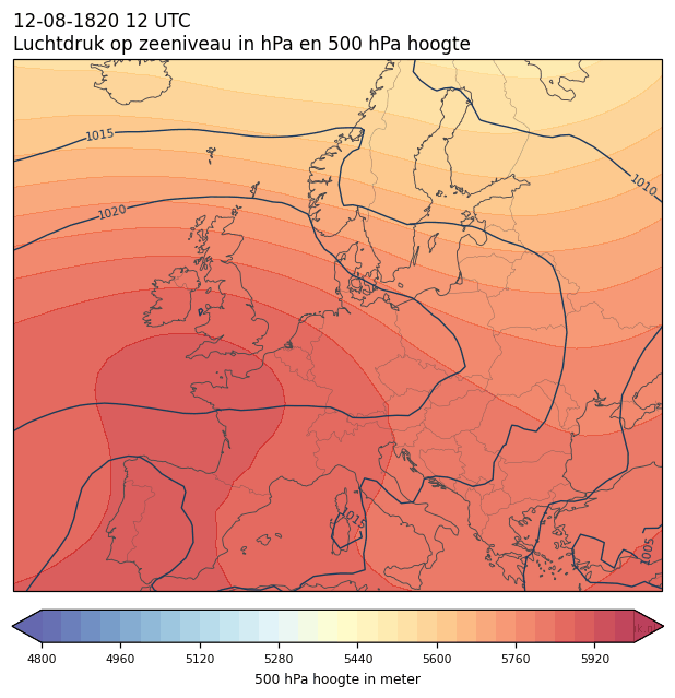 Weerkaart van 12 augustus 1820 om 12 UTC
