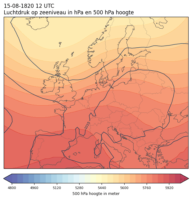 Weerkaart van 15 augustus 1820 om 12 UTC