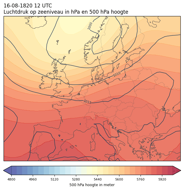 Weerkaart van 16 augustus 1820 om 12 UTC