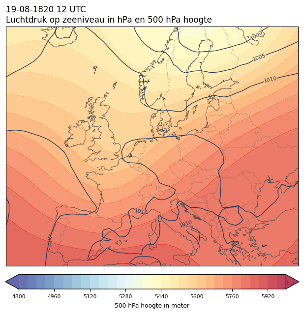 Weerkaart van 19 augustus 1820 om 12 UTC