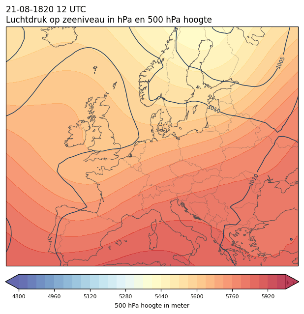 Weerkaart van 21 augustus 1820 om 12 UTC