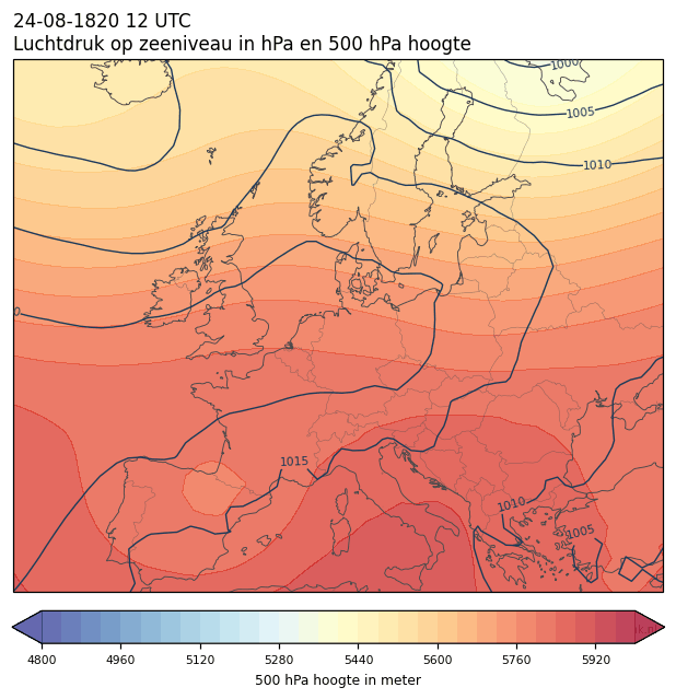 Weerkaart van 24 augustus 1820 om 12 UTC