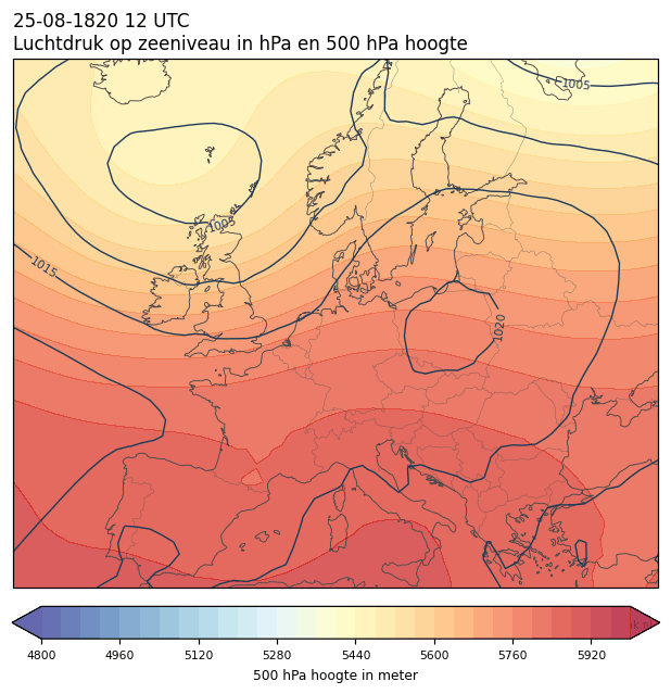 Weerkaart van 25 augustus 1820 om 12 UTC