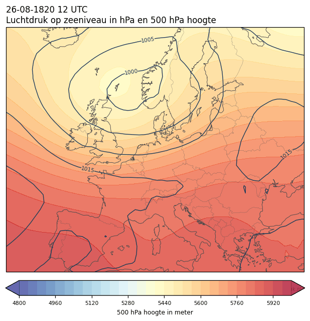 Weerkaart van 26 augustus 1820 om 12 UTC