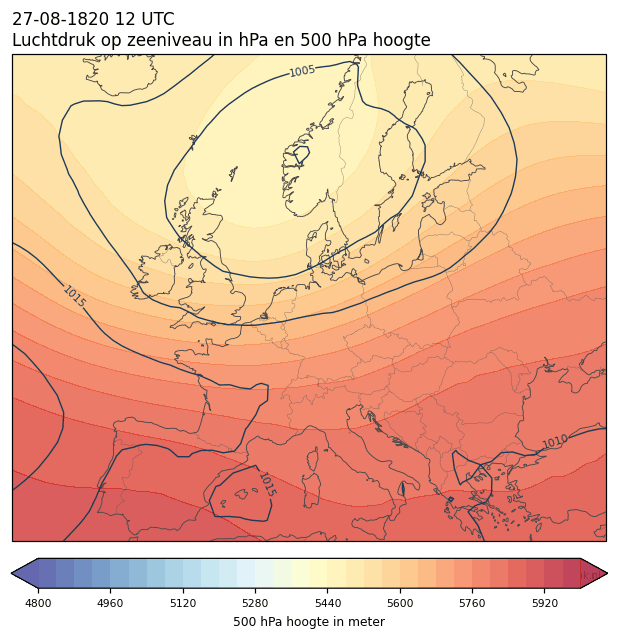 Weerkaart van 27 augustus 1820 om 12 UTC