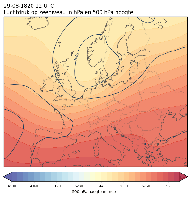 Weerkaart van 29 augustus 1820 om 12 UTC