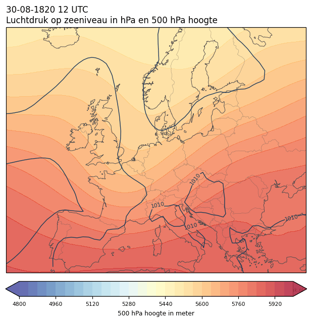 Weerkaart van 30 augustus 1820 om 12 UTC