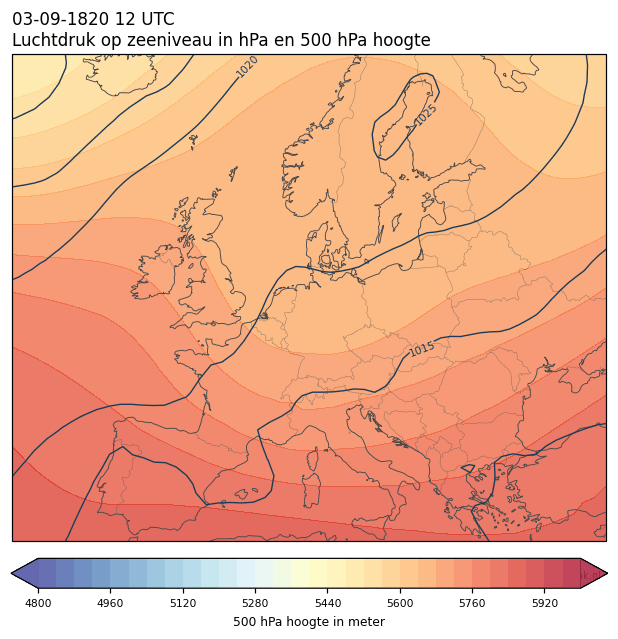 Weerkaart van 3 september 1820 om 12 UTC