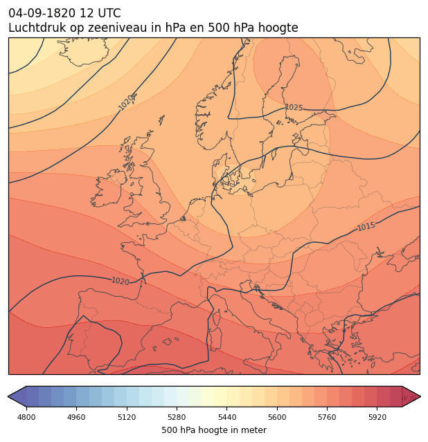 Weerkaart van 4 september 1820 om 12 UTC