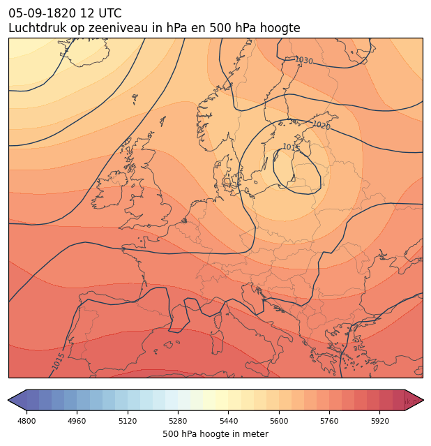 Weerkaart van 5 september 1820 om 12 UTC