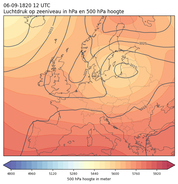 Weerkaart van 6 september 1820 om 12 UTC