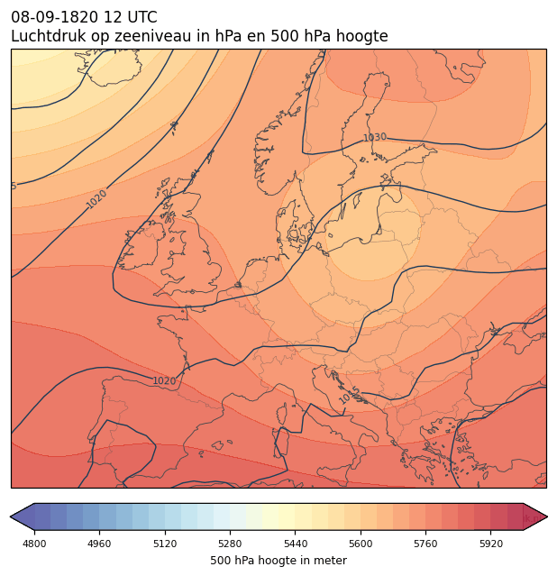 Weerkaart van 8 september 1820 om 12 UTC