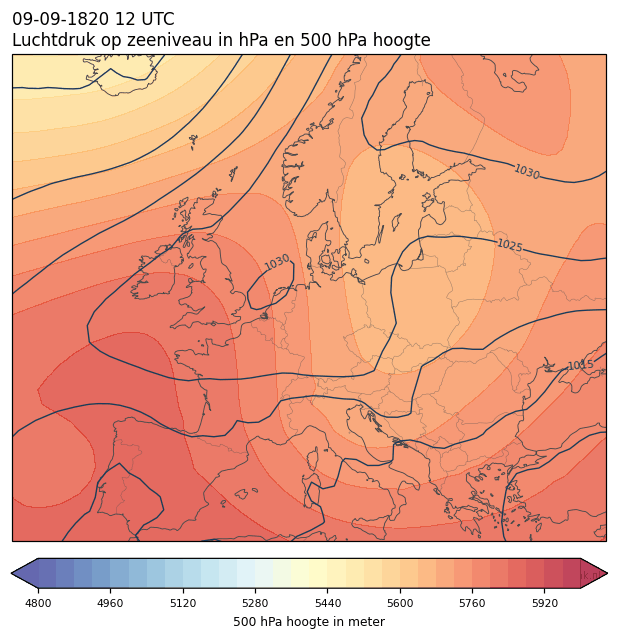 Weerkaart van 9 september 1820 om 12 UTC