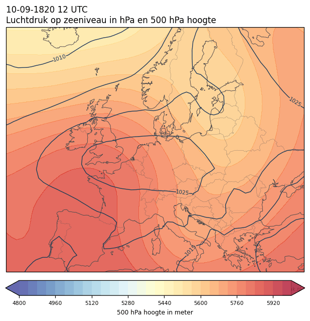 Weerkaart van 10 september 1820 om 12 UTC