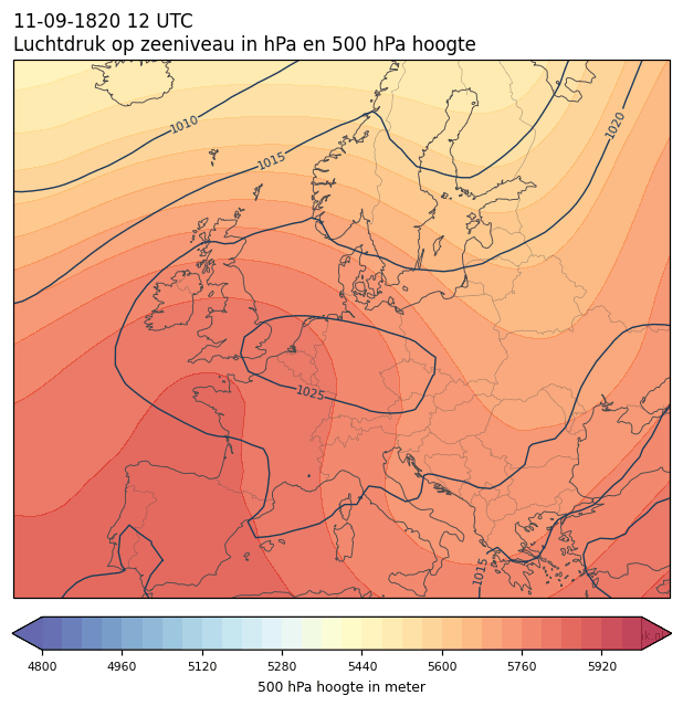 Weerkaart van 11 september 1820 om 12 UTC