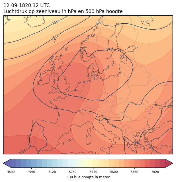 Weerkaart van 12 september 1820 om 12 UTC