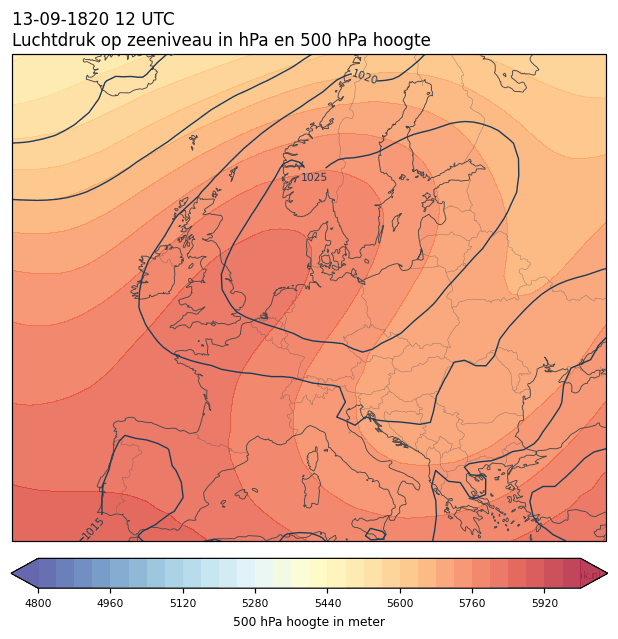 Weerkaart van 13 september 1820 om 12 UTC