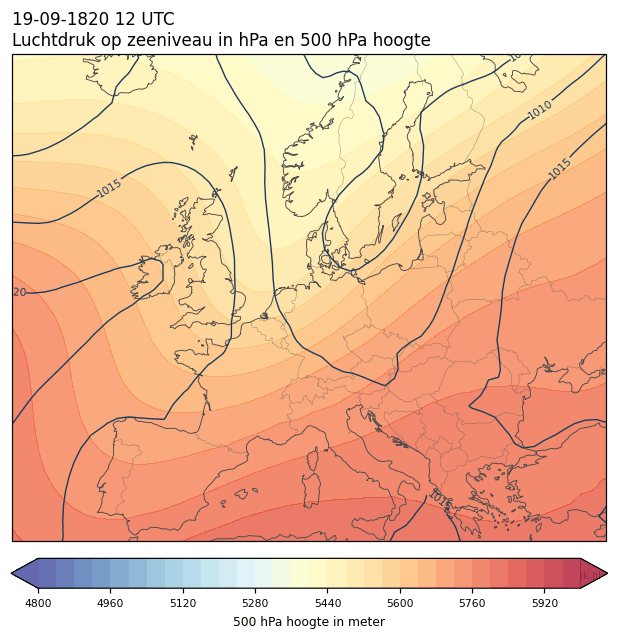 Weerkaart van 19 september 1820 om 12 UTC