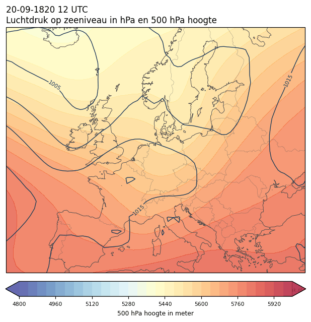 Weerkaart van 20 september 1820 om 12 UTC