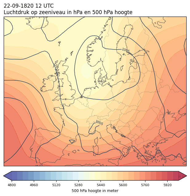 Weerkaart van 22 september 1820 om 12 UTC