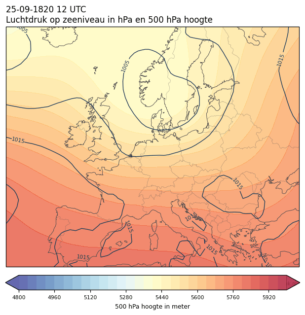 Weerkaart van 25 september 1820 om 12 UTC