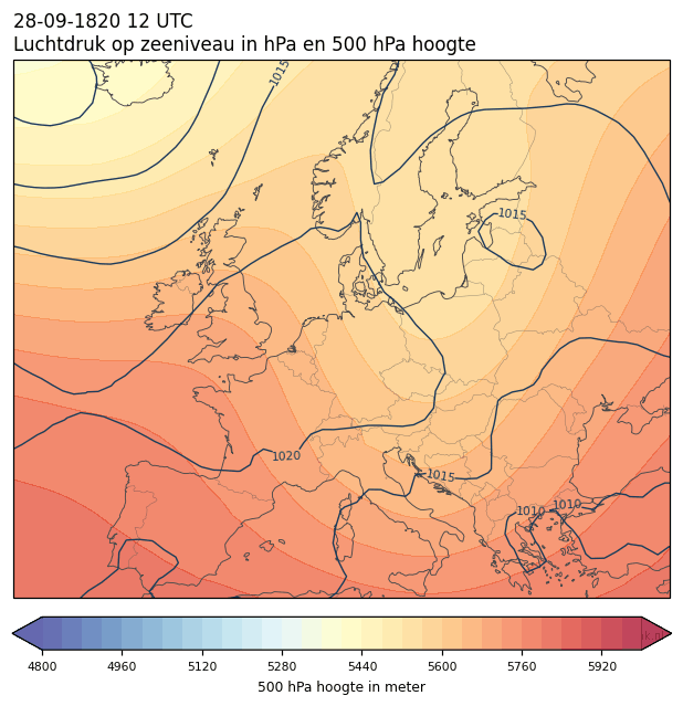 Weerkaart van 28 september 1820 om 12 UTC