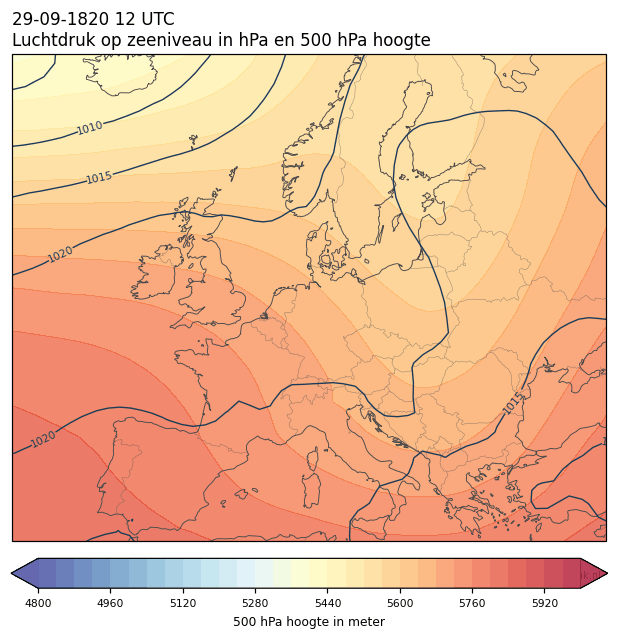 Weerkaart van 29 september 1820 om 12 UTC