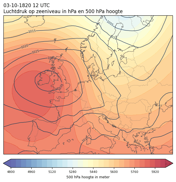 Weerkaart van 3 oktober 1820 om 12 UTC