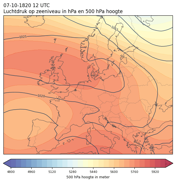 Weerkaart van 7 oktober 1820 om 12 UTC